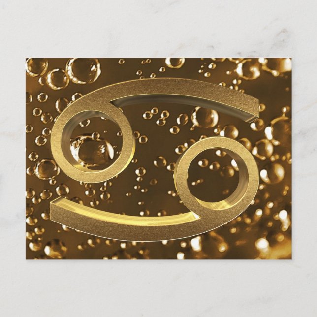 Astrological Zodiac Signs Sun Sign Cancer Gold Postcard (Front)