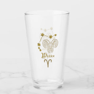 Astrologisches Sternzeichen Widder - Gold Glass