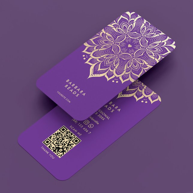 Astrologist Healer Royal Purple Elegant Mandala Business Card (Creator Uploaded)