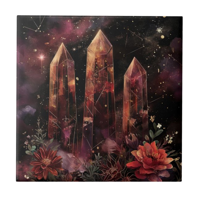 Astrology Amethyst Constellation Cosmic Ceramic Tile (Front)