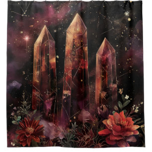 Astrology Amethyst Constellation Cosmic Shower Curtain