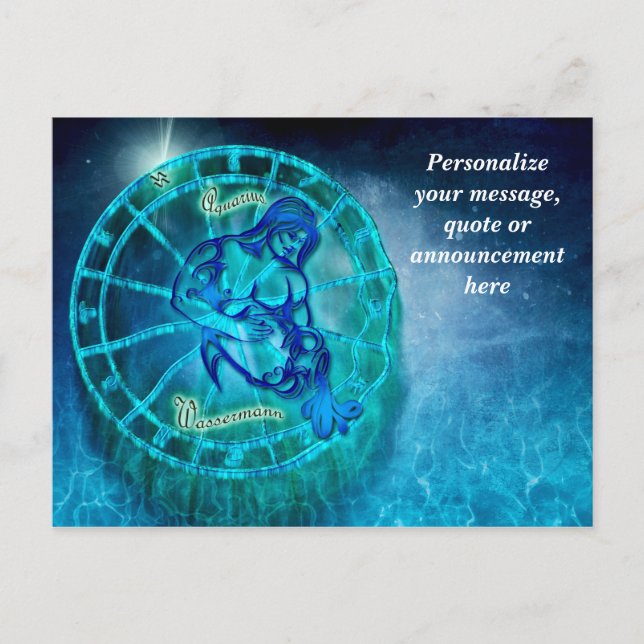 Astrology Aquarius Horoscope Personalise Message Announcement Postcard (Front)