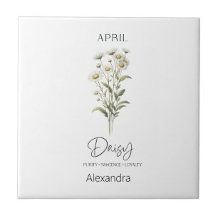 Astrology Birth Month April   Flower Daisy Ceramic Tile