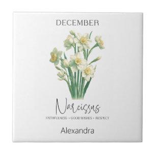 Astrology Birth Month December   Flower Narcissus Ceramic Tile