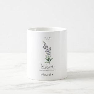 Astrology Birth Month July   Flower Larkspur Coffee Mug