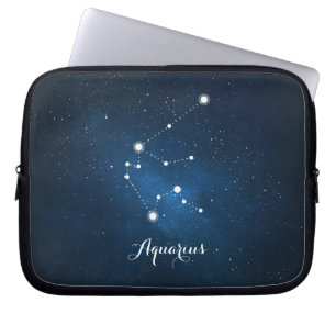 Astrology Blue Nebula Aquarius Zodiac Sign Laptop Sleeve