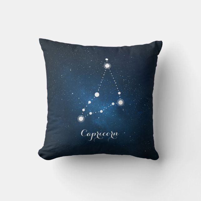 Astrology Blue Nebula Capricorn Zodiac Sign Cushion (Front)