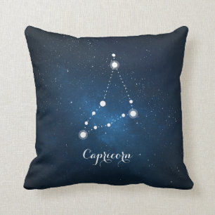 Astrology Blue Nebula Capricorn Zodiac Sign Cushion