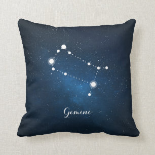 Astrology Blue Nebula Gemini Zodiac Sign Cushion