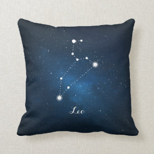 Astrology Blue Nebula Leo Zodiac Sign Cushion