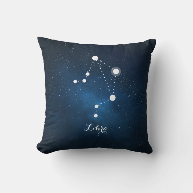 Astrology Blue Nebula Libra Zodiac Sign Cushion (Front)