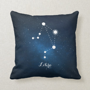 Astrology Blue Nebula Libra Zodiac Sign Cushion