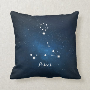 Astrology Blue Nebula Pisces Zodiac Sign Cushion