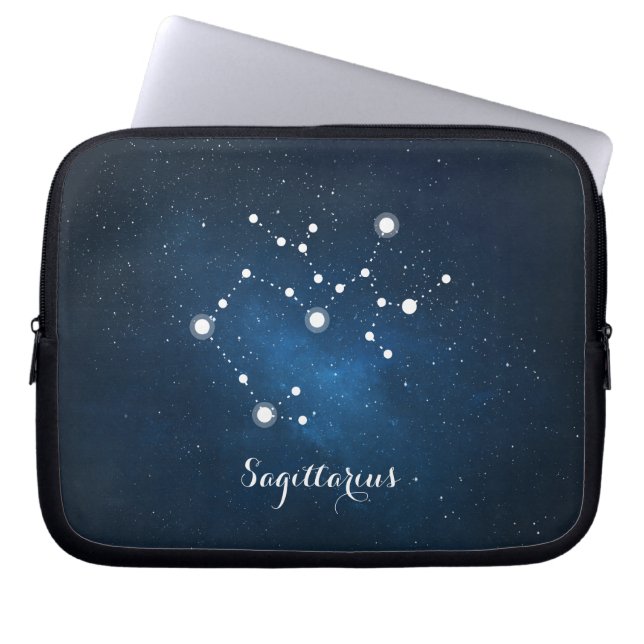 Astrology Blue Nebula Sagittarius Zodiac Sign Laptop Sleeve (Front)