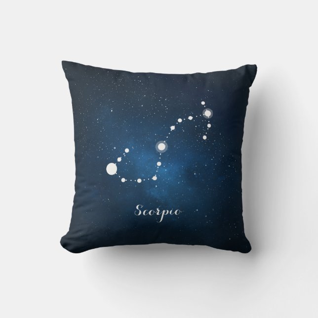 Astrology Blue Nebula Scorpio Zodiac Sign Cushion (Front)