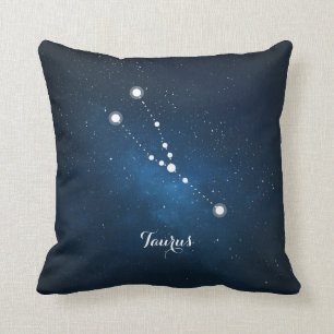 Astrology Blue Nebula Taurus Zodiac Sign Cushion