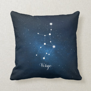 Astrology Blue Nebula Virgo Zodiac Sign Cushion