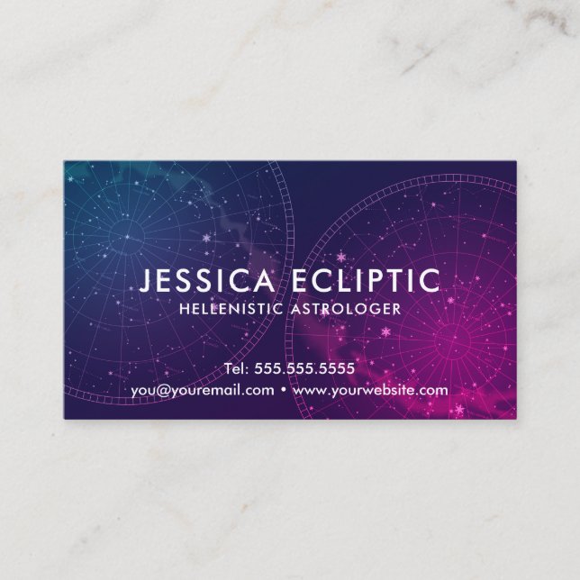 Astrology Constellations Chart (Colour) Astrologer Business Card (Front)