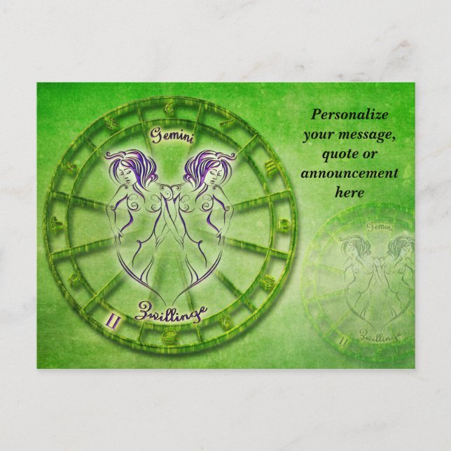 Astrology Gemini Horoscope Personalise Message Announcement Postcard (Front)