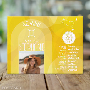 Astrology Gemini Zodiac Sign Photo Custom Birthday Postcard