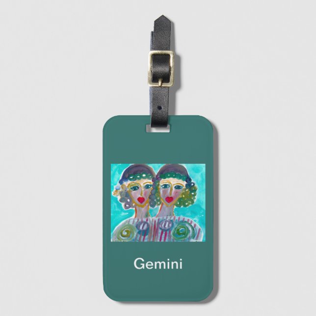 Astrology Horoscope Gemini Acrylic Luggage Tag (Front Vertical)