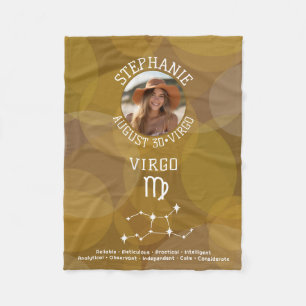 Astrology Leo Zodiac Sign Photo Custom Birthday Fleece Blanket