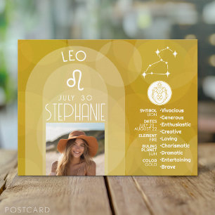 Astrology Leo Zodiac Sign Photo Custom Birthday Postcard