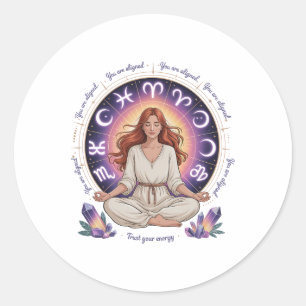 Astrology Meditation Yoga Exercise Zodiac Crystal Classic Round Sticker