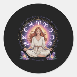 Astrology Meditation Yoga Exercise Zodiac Crystal Classic Round Sticker