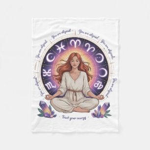 Astrology Meditation Yoga Exercise Zodiac Crystal Fleece Blanket
