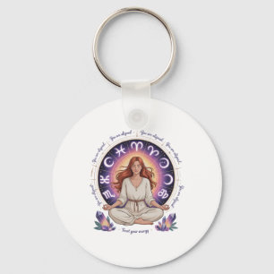 Astrology Meditation Yoga Exercise Zodiac Crystal Key Ring