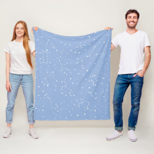 Astrology Pastel Blue White Stars Constellation Fleece Blanket