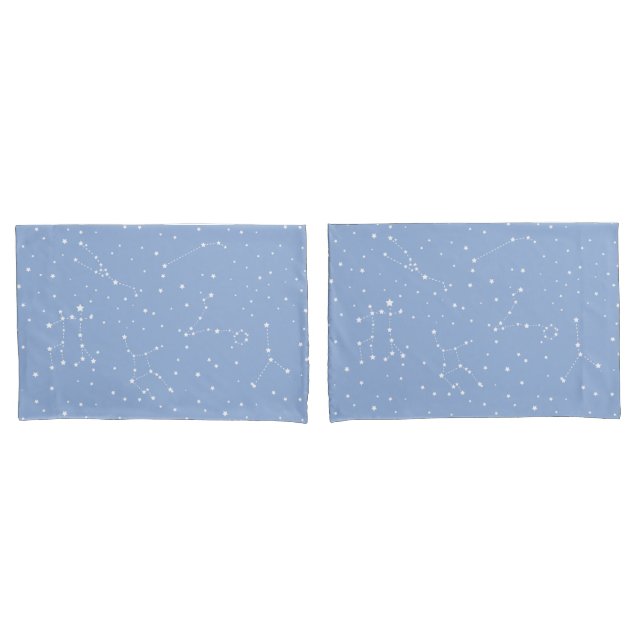 Astrology Pastel Blue White Stars Constellation Pillowcase (Front-Set)