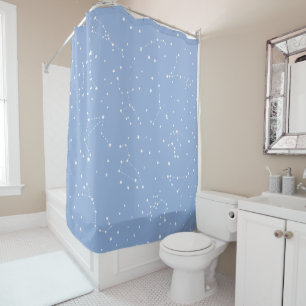 Astrology Pastel Blue White Stars Constellation Shower Curtain