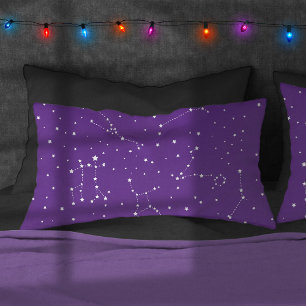 Astrology Purple White Stars Night Constellation Pillowcase