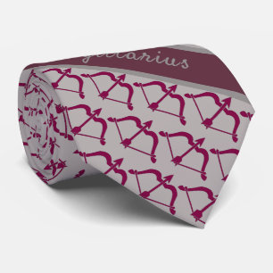 Astrology Sagittarius Monogram Archer pattern Tie