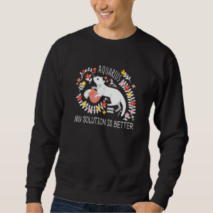 Astrology Saying Zodiac Sign Cat with Flowers Aqua Sweatshirt