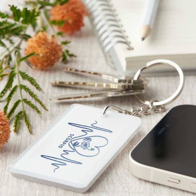 Astrology Scorpio Heartbeat Gift Key Ring (Front Right)