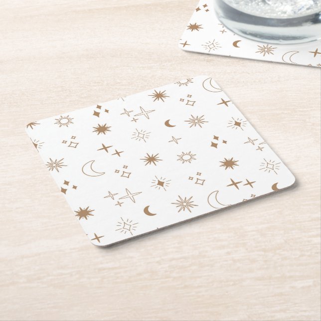 Astrology Star Pattern Square Paper Coaster (Angled)