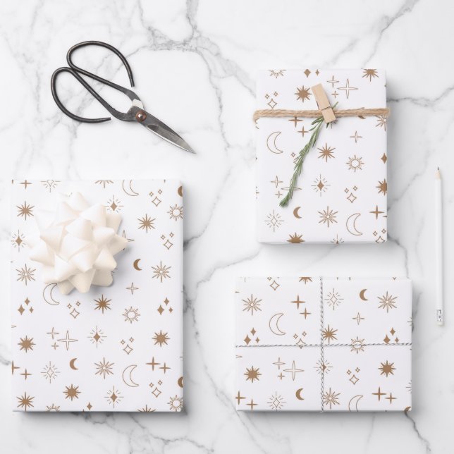 Astrology Star Pattern Wrapping Paper Sheet (Front)