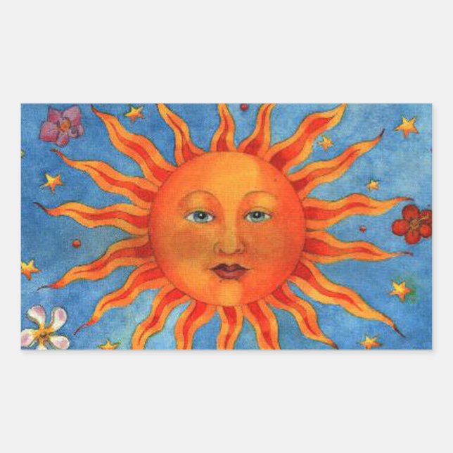 Astrology Sun Rectangular Sticker (Front)