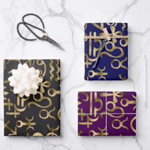 Astrology symbols pattern wrapping paper sheet