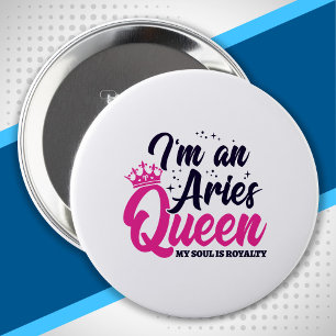 Astrology Zodiac March April Birthday Aries Queen 10 Cm Round Badge
