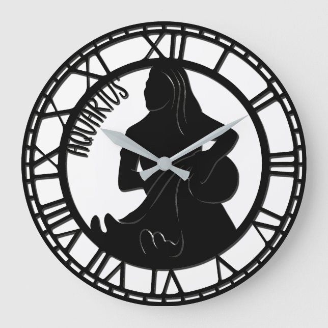 Astrology/Zodiac Sign/Aquarius Large Clock (Front)
