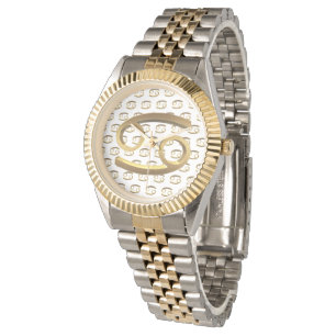 Astrology Zodiac Sign Cancer Gold Symbol Elegant Watch