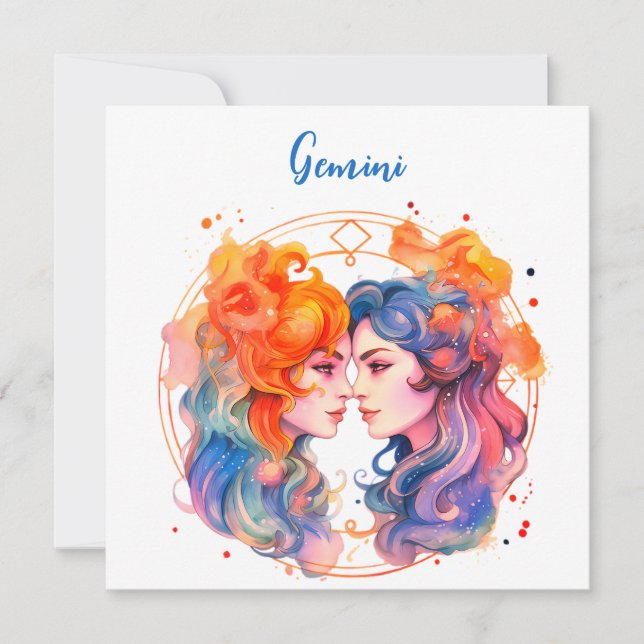 Astrology  zodiac sign of Gemini in watercolor  Invitation (Front)