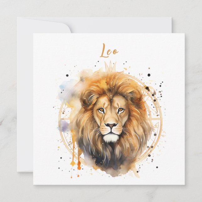 Astrology  zodiac sign of Leo in watercolor Invitation (Front)