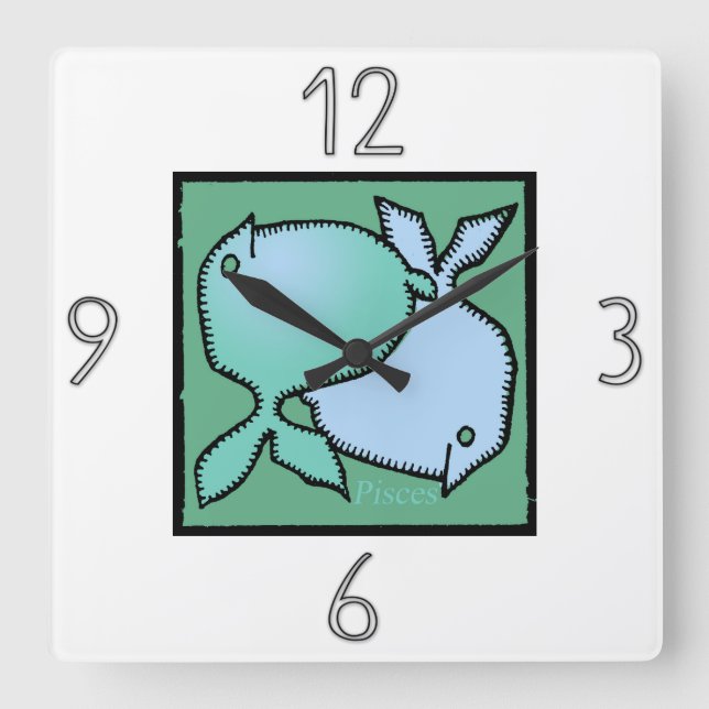 Astrology Zodiac Sign Pisces Wall Clock (Front)