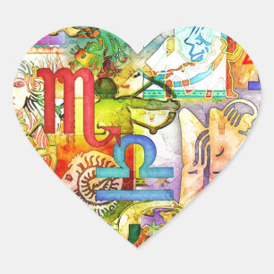 Astrology Zodiac Symbols and Signs Heart Sticker