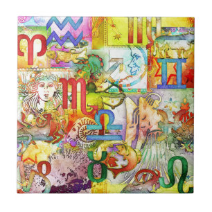 Astrology Zodiac Symbols and Signs Tile